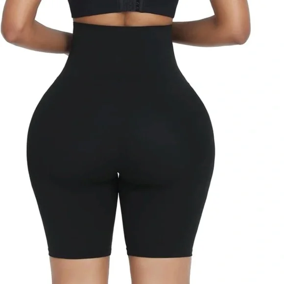 Women's Sauna Black and Blue High-Waist Shorts - Picture 2 of 4